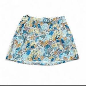 Altered state mini skirt floral blue orange white festival vibes hippie print 30